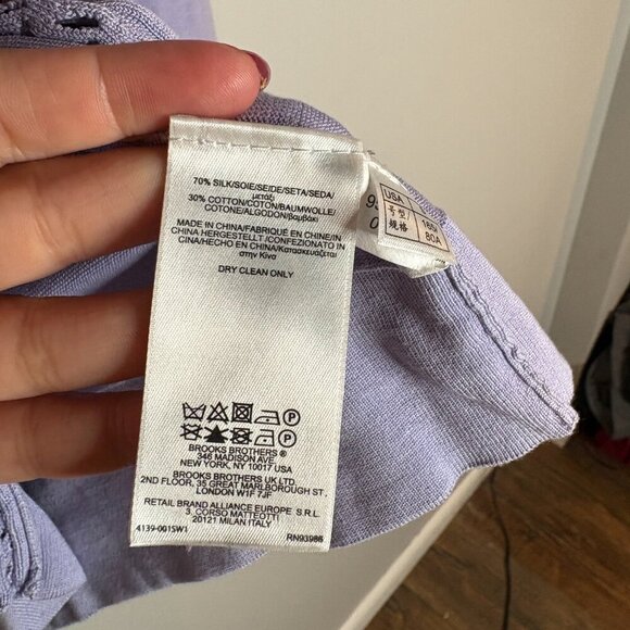 Brooks Brothers lavender periwinkle silk blend cardigan sweater - Picture 4 of 5